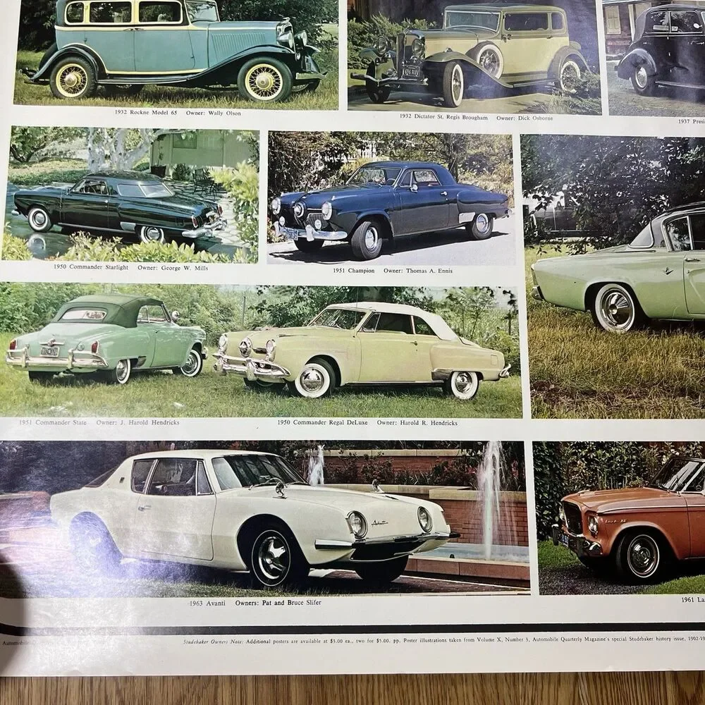 STUDEBAKER CARS 1904-1966 Vintage Original 1974 25x38 Wall POSTER Excellent